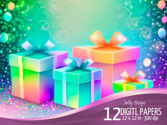 Download Colorful Neon Birthday Present Graphics - Premium Resources