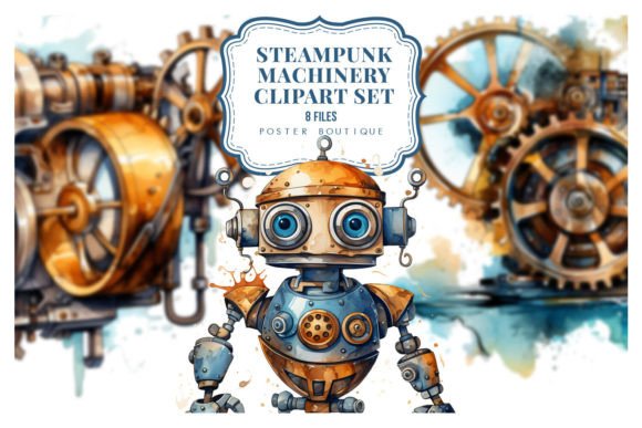 Download Steampunk Robots &amp; Machines Clipart Set - Machines clipart Collection