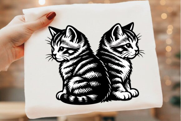 Download Cute Two Tabby Cats Kittens Vintage Png - Premium Bundle