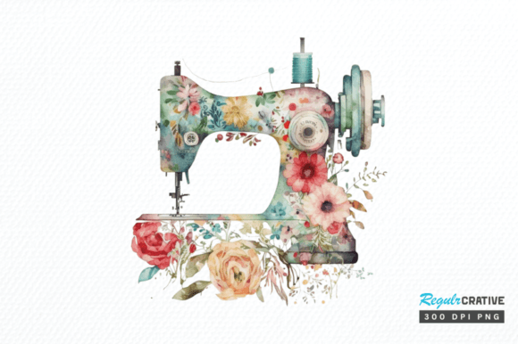 Download Floral Sewing Machines Clipart Png - Machines clipart Collection
