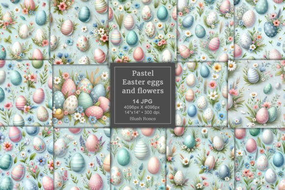 Download Pastel Easter Eggs Floral Digital Paper - Pastel easter Collection