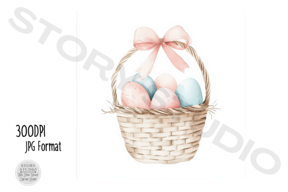 Download Pastel Easter Basket with Pink Bow - Pastel easter Collection