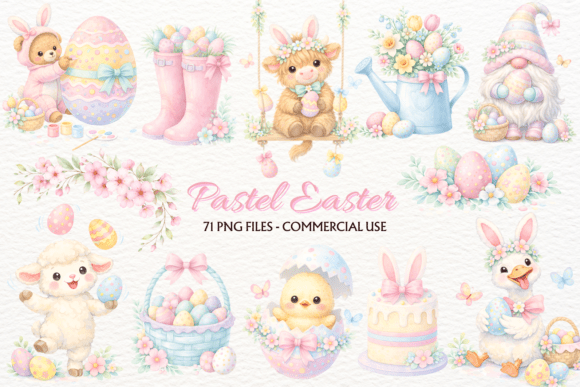 Download Whimsical Pastel Easter Animals PNG - Pastel easter Collection